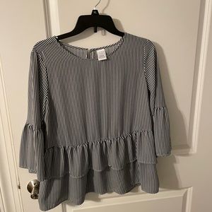 Navy and White Striped Blouse